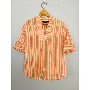 Vintage 1970 Bugaboo Pink Striped Top, Womens S, Union Made Deadstock Popover